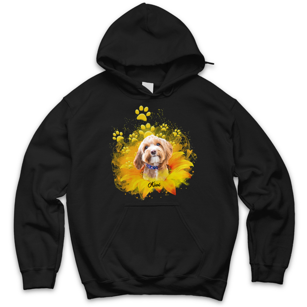 Personalized Dark T-shirt/Hoodie/Sweatshirt - Gift For Pet Lovers - Sunflower Upload Pet Photo Merchize