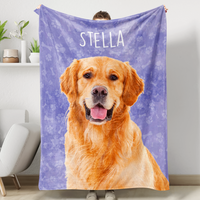 Thumbnail for Personalized Pet Photo And Name Fleece Blankets, Gift For Dog Cat Lovers AB