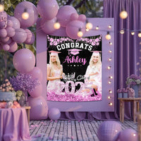 Thumbnail for Personalized Diamond Glitter Queen Class Of 2025 Backdrop, Graduation Party Supply FC