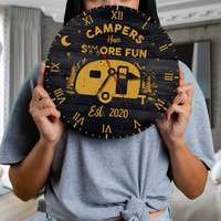 Thumbnail for Custom Campers Have S'more Fun Camping Wall Wooden Clock, Gift For Camper FC