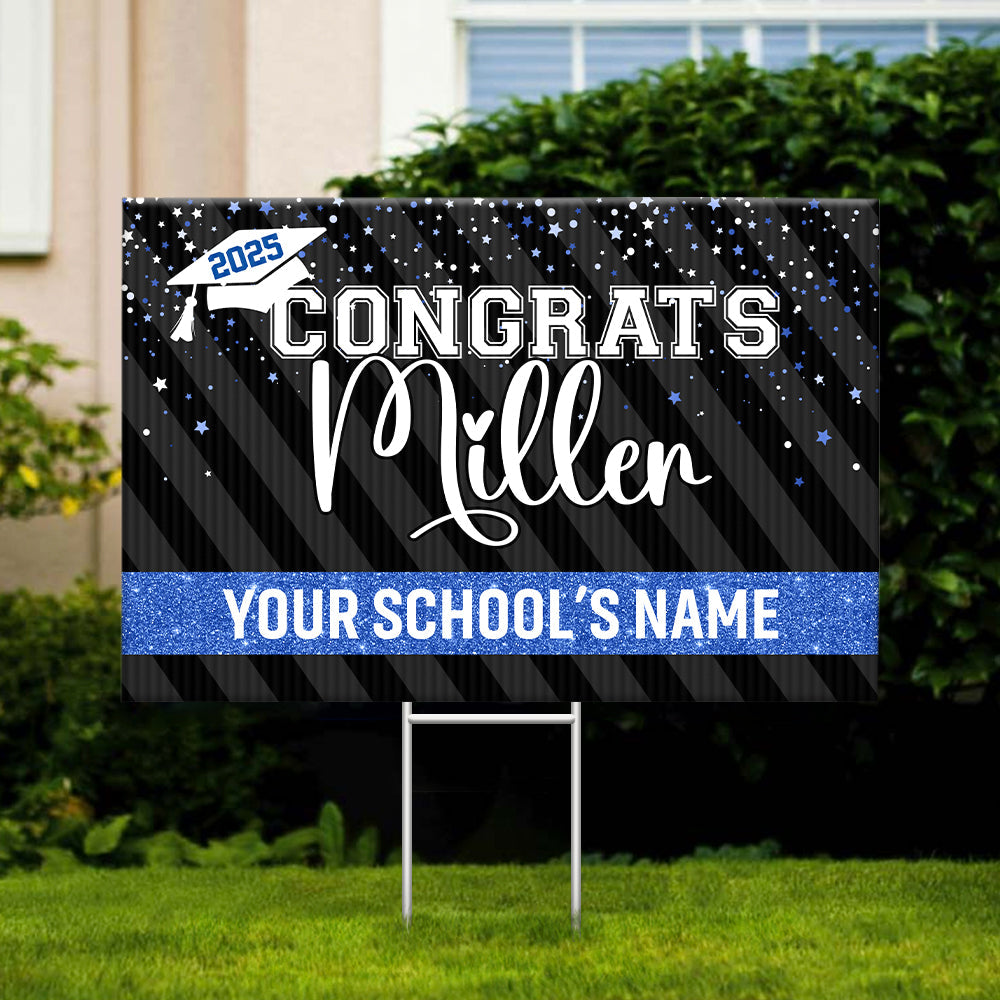 Personalized Yard Sign With Stake - Graduation Gift - Sparkling Graduation Welcome Party Decor FC