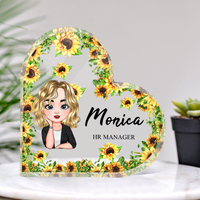 Thumbnail for Personalized Heart Shaped Acrylic Plaque- Office Decor Gift- Floral Cute Women AA