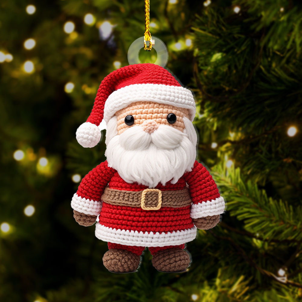 For Knitters & Crocheters 1 - Personalized Acrylic Ornament - Gift For For Knitters & Crocheters - Knittint Santa AC