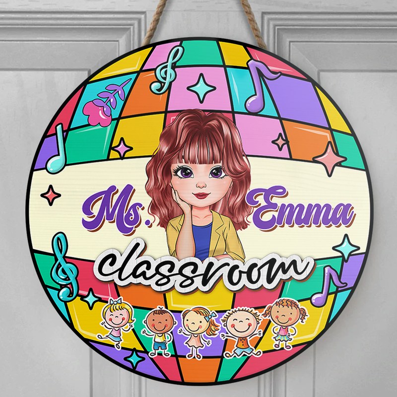 Personalized Teacher Welcome Disco Classroom Door Sign, Gift For Teacher AE