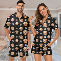 Thumbnail for Personalized Pet Face Cutout Men and Women Short Pajamas Set, Best Sleepwear For Pet Lovers AB