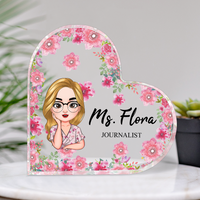 Thumbnail for Personalized Heart Shaped Acrylic Plaque- Office Decor Gift- Floral Cute Women AA