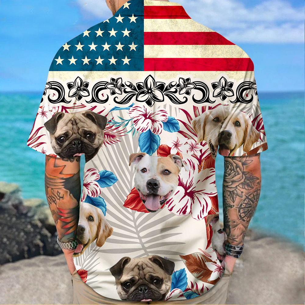 Flower Independence dog face - Hawaiian Shirt AI