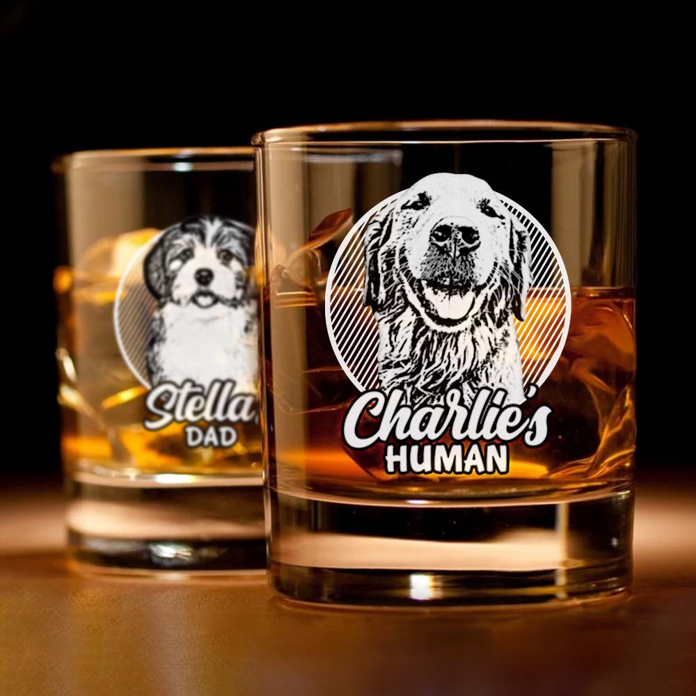 Personalized Etched Photo Dog Mom Dog Dad Whiskey Glasses - Gifts For Pet Lovers FC