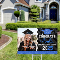Thumbnail for Personalized Yard Sign With Stake - Graduation Gift - Glitter Senior Party Decor FC