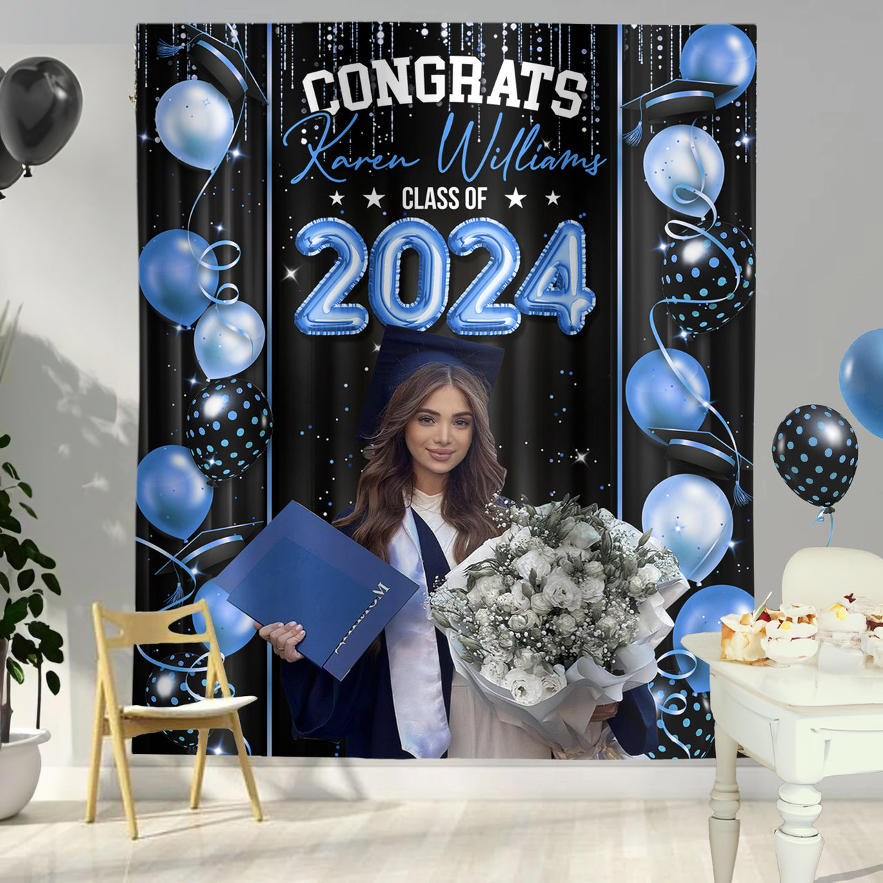 Custom Graduation Prom Balloon Decor Class Of 2024 Backdrop, Graduation Party Supply FC