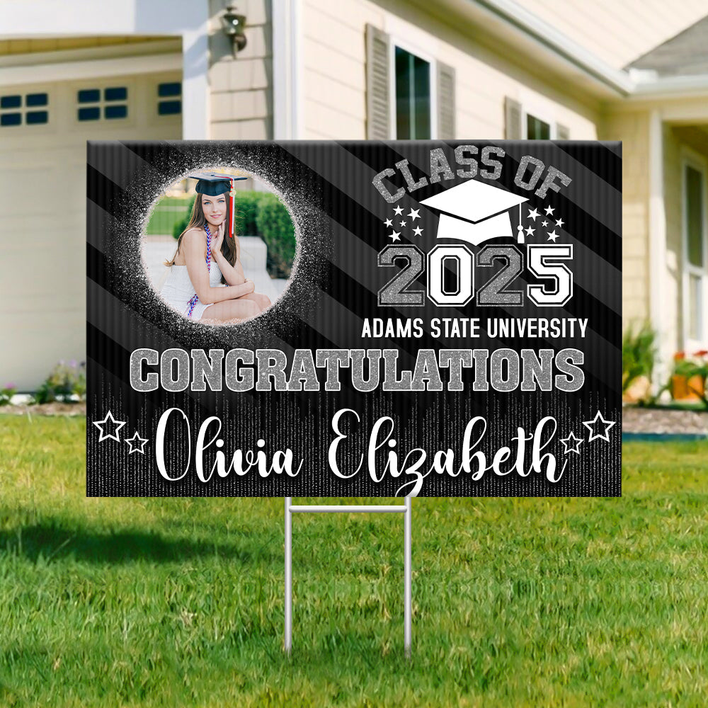 Personalized Yard Sign With Stake - Graduation Gift - Sparkling Senior Party Decoration FC