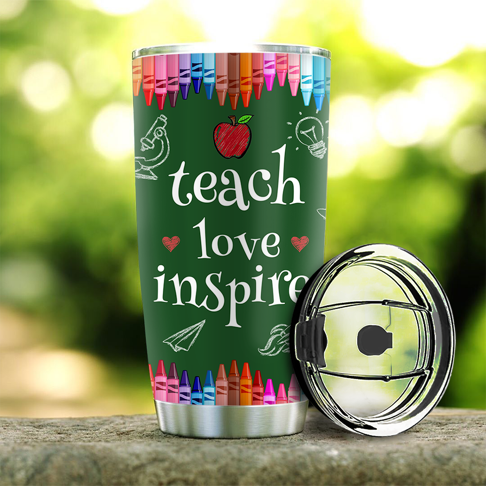 Personalized Teach, Love, Inspire Teacher Besties 20oz, 30 oz Tumbler, Back To School Teacher Gift AA