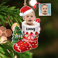 Thumbnail for Upload Photo Baby First Christmas Acrylic Ornament, Customized Holiday Ornament AC