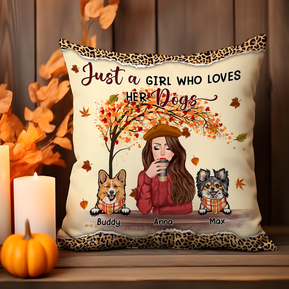 Personalized Pillow - Gift Dor Dog Lovers - Just A Girl Who Loves Her Dogs AD