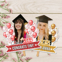 Thumbnail for Custom Colorful Balloons Class Of 2025 Face Fans With Wooden Handle, Gift For Graduation Party FC
