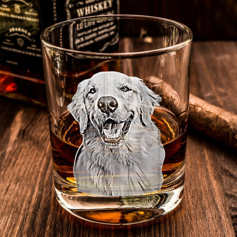 Personalized Etched Photo Whiskey Glasses - Gifts For Pet Lovers FC