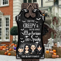 Thumbnail for Personalized Shaped Door Sign - Halloween Gift For Family - They're Creepy & They're Kooky AE