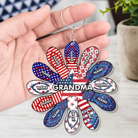 Thumbnail for Personalized Grandma Nana Grandkids Patriotic Flip Flop Acrylic Keychain, 4th Of July Gift JonxiFon