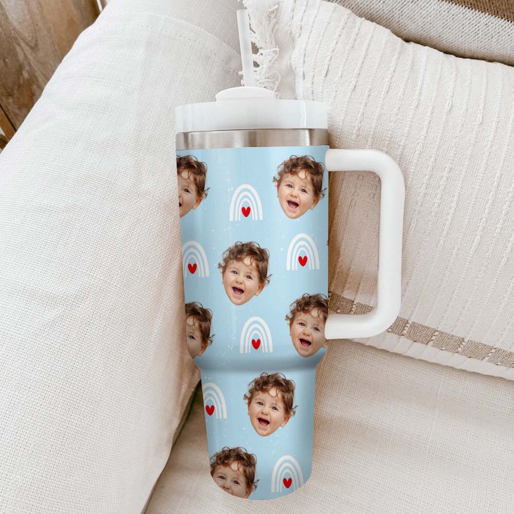 Personalized 40oz Tumbler - Gift For Mothers - Kid Face Photo Retro Style YC