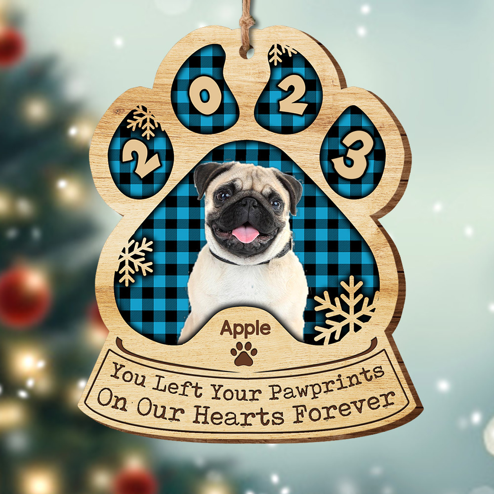 You Left Your Pawprints Personalized Sympathy Gift Loss Of Pet Printed Wood Ornament AE