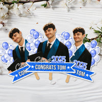 Thumbnail for Custom Colorful Balloons Class Of 2025 Face Fans With Wooden Handle, Gift For Graduation Party FC