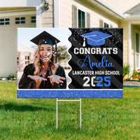 Thumbnail for Personalized Yard Sign With Stake - Graduation Gift - Glitter Senior Party Decor FC