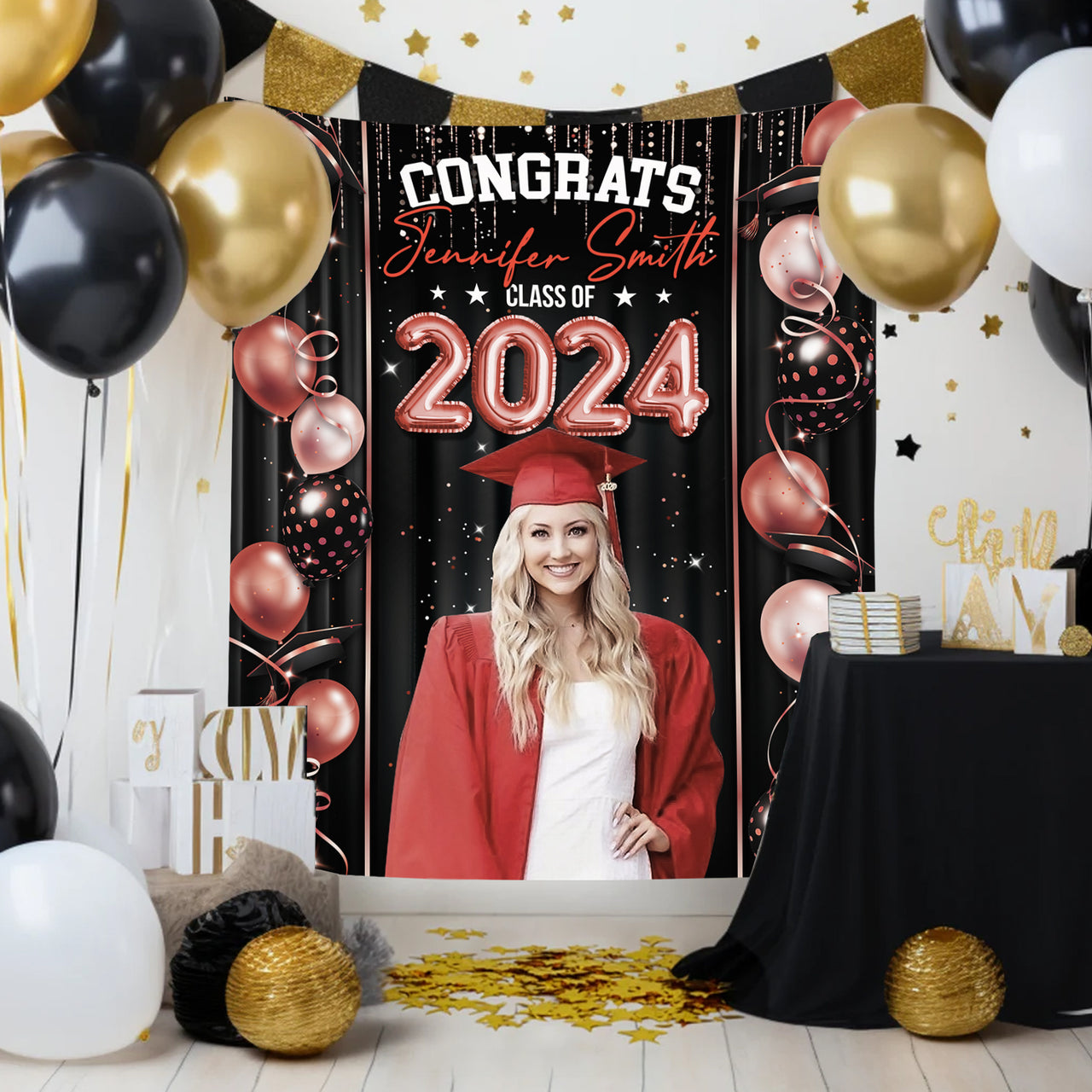 Custom Graduation Prom Balloon Decor Class Of 2024 Backdrop, Graduation Party Supply FC