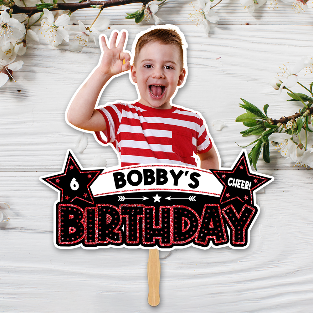 Custom Photo Birthday Face Fans With Wooden Handle, Birthday Parties JonxiFon