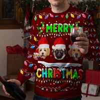 Thumbnail for Personalized Ugly Christmas Sweater - Christmas Gift For Pet Lovers - Face Photo Dog Cat Christmas AB