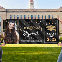 Thumbnail for Custom Graduation 2024 Banner with Glitter Photo - Graduation Gift FC