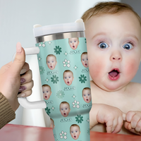 Thumbnail for Personalized 40oz Tumbler - Gift For Mother's Day- Retro Flower Baby Photo YC