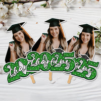 Thumbnail for Personalized Face Fans With Wooden Handle - Graduation Keepsake Gift - Colorful Glitter Senior Photo Class Of 2025 FC