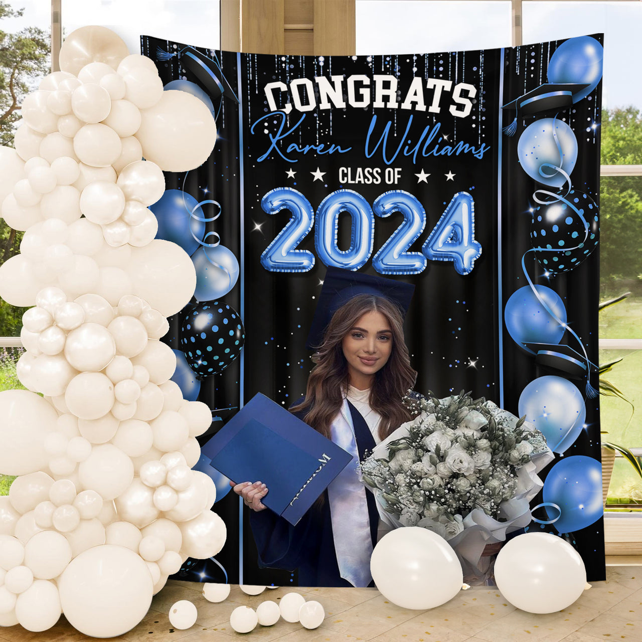 Custom Graduation Prom Balloon Decor Class Of 2024 Backdrop, Graduation Party Supply FC