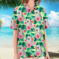 Thumbnail for Personalized Enjoy The Summer Together Floral Palm Leaves Dog Cat Photo Hawaiian Shirt For Pet Mom AI