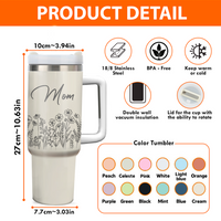 Thumbnail for Personalized Insulated Engraved 40oz Tumbler - Mother's Day Gift - Floral Butterflies Mom And Kids YC