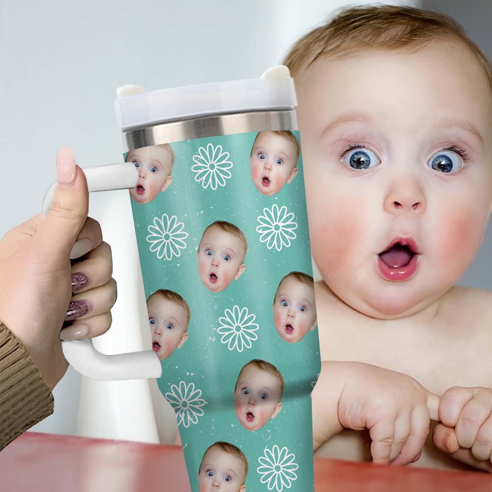 Personalized 40oz Tumbler - Gift For Mothers - Kid Face Photo Retro Style YC