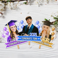 Thumbnail for Custom Colorful Balloons Class Of 2025 Face Fans With Wooden Handle, Gift For Graduation Party FC