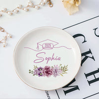 Thumbnail for Custom Floral Class of 2025 Graduation Round Jewelry Ring Dish, Jewelry Tray, Graduation Gift For Her FC