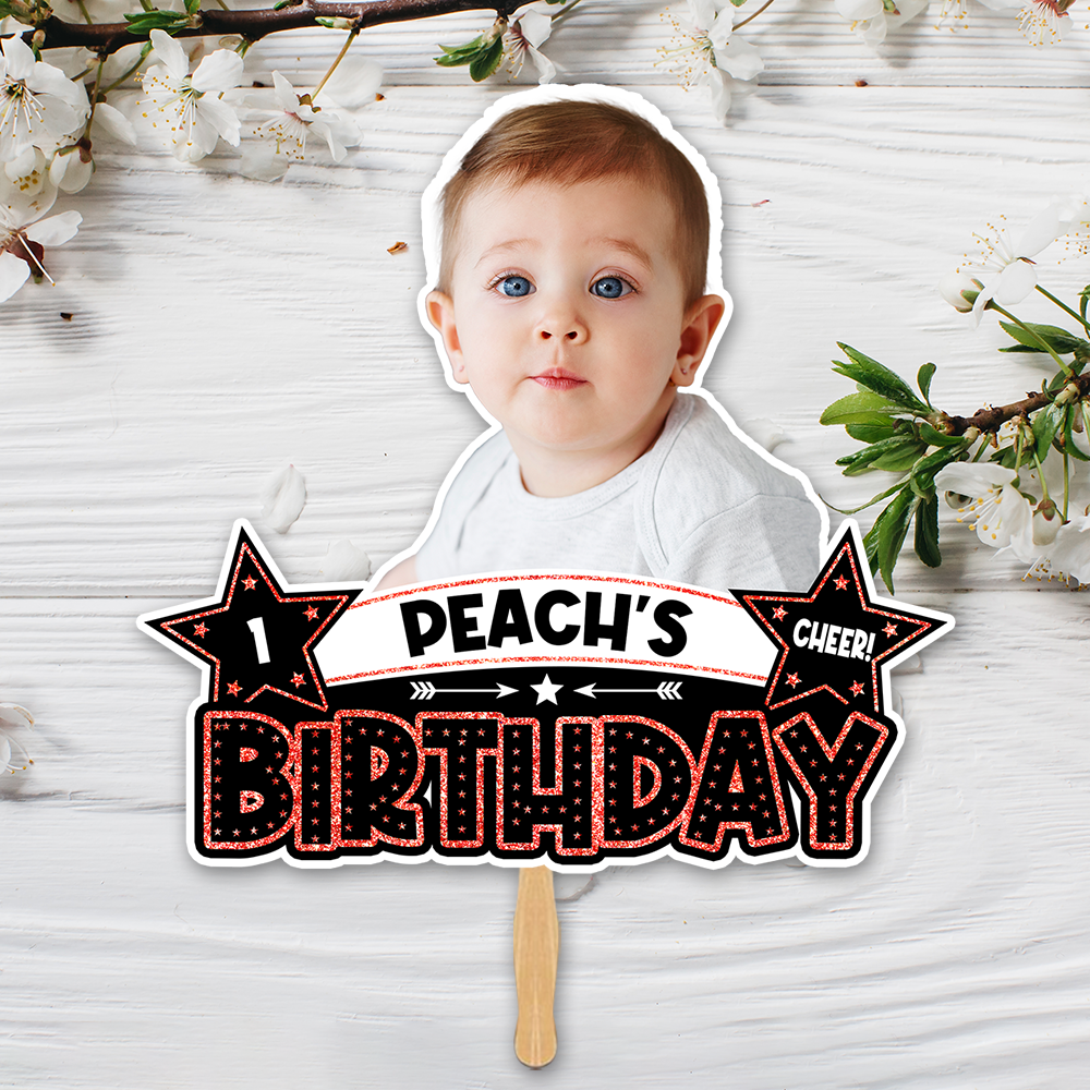 Custom Photo Birthday Face Fans With Wooden Handle, Birthday Parties JonxiFon