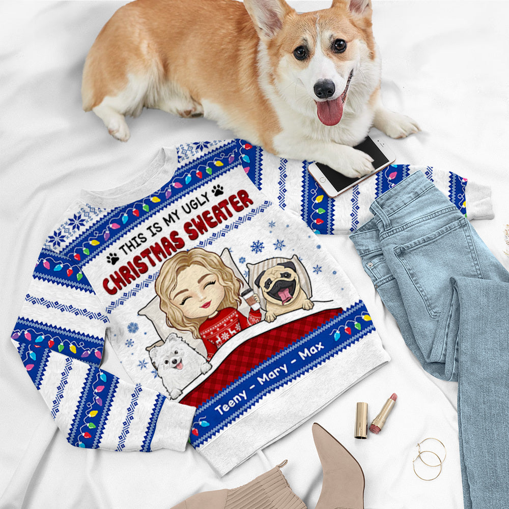 Personalized Ugly Christmas Sweater - Christmas Gift For Pet Lovers - Dog Mom Ugly Sweater AB