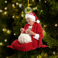 Thumbnail for Personalized Acrylic Ornament - Gift For For Knitters & Crocheters - Crocheting Old Woman AC