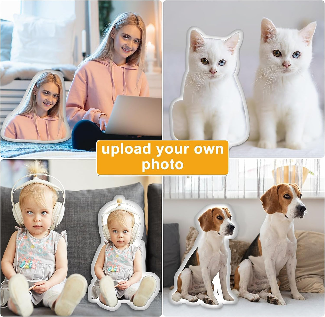 Custom Shape Plush Pillow Case - Gift For Dog Cat Lovers - Cute Pet Photo Pillow Cushions AC
