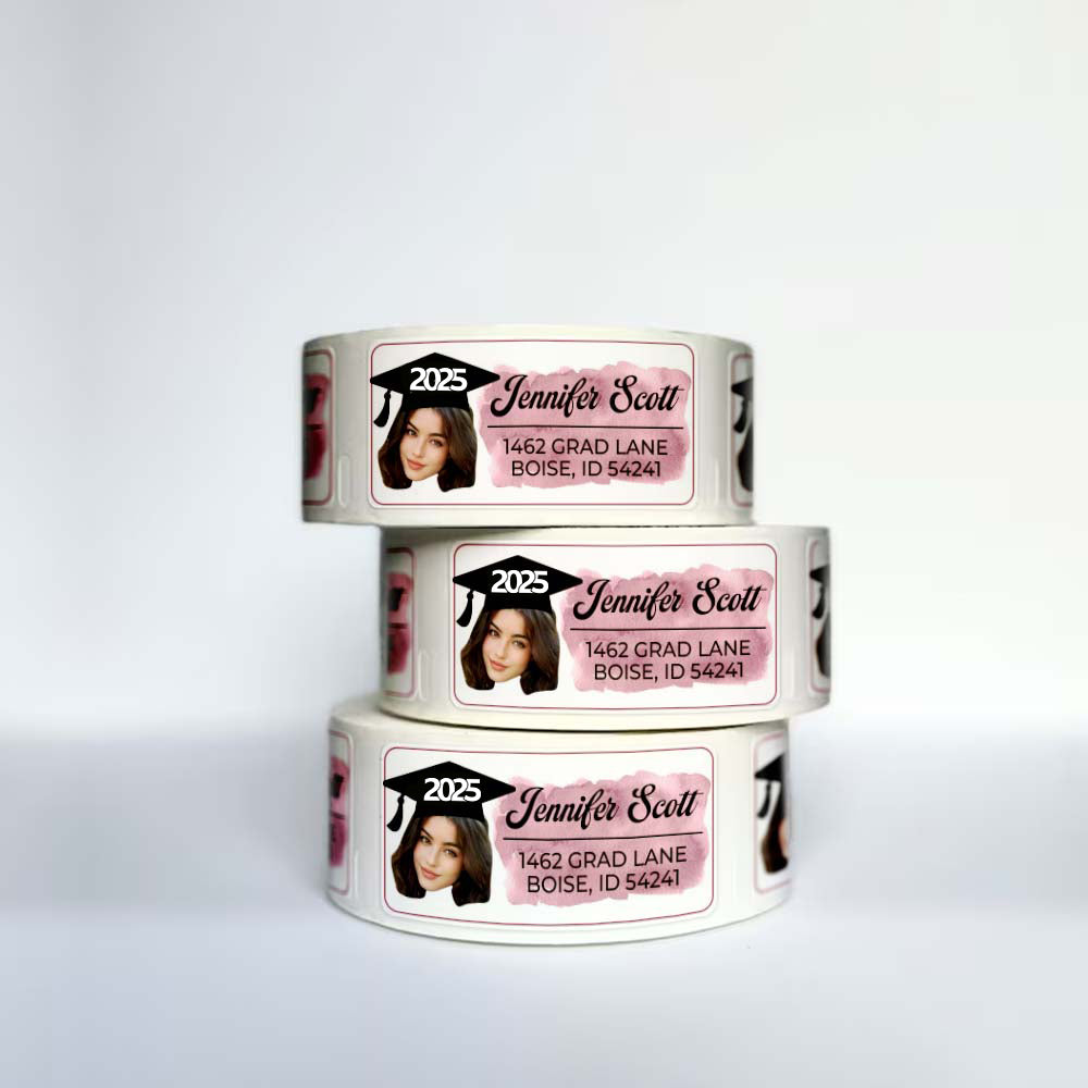 Personalized Face Photo 2025 Graduation Return Address Labels Roll, Return Address Labels Stickers FC