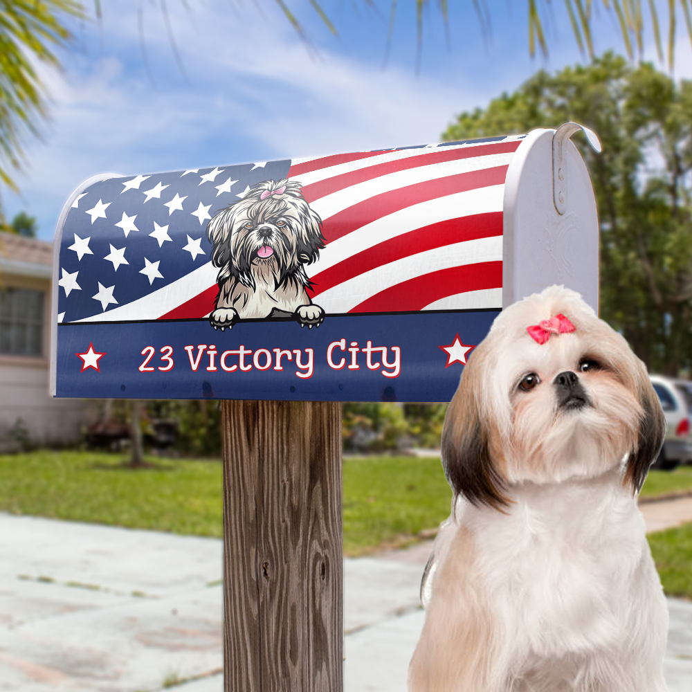 Personalized Dog Cat 4th July American Flag Mailbox Cover, Gift For Dog Cat Lovers AF
