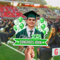 Thumbnail for Custom Colorful Balloons Class Of 2025 Face Fans With Wooden Handle, Gift For Graduation Party FC