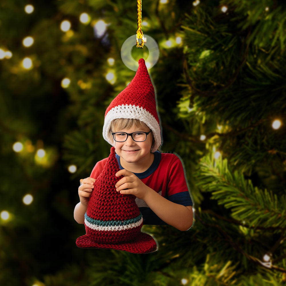 Personalized Acrylic Ornament - Gift For For Knitters & Crocheters - Crocheting Boy Photo AC
