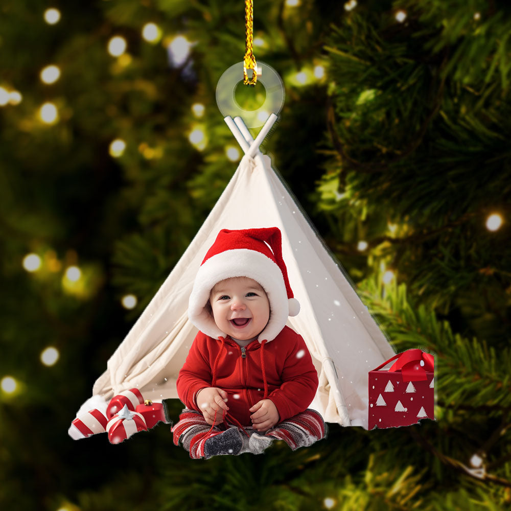 Personalized Acrylic Ornament - Christmas Gift For Campers - Camping Baby Photo AC