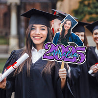 Thumbnail for Personalized Face Fans With Wooden Handle - Graduation Keepsake Gift - Colorful Glitter Senior Photo Class Of 2025 FC