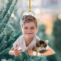 Thumbnail for Personalized Acrylic Ornament - Gift For Bestie - Little Boy And Pet Photo AC