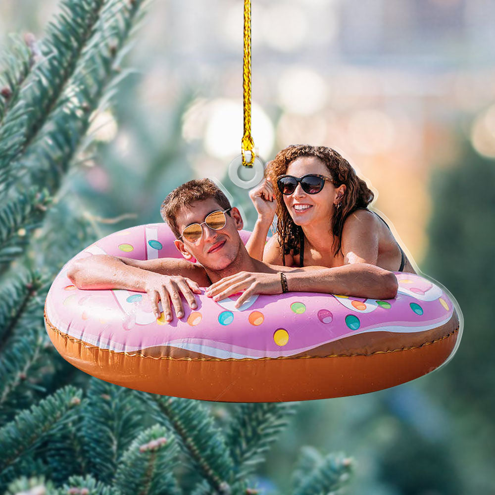 Personalized Acrylic Ornament - Gift For Couple - Summer Beach Couple Photo AC